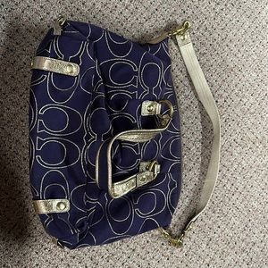 Coach purple/gold shoulder purse
